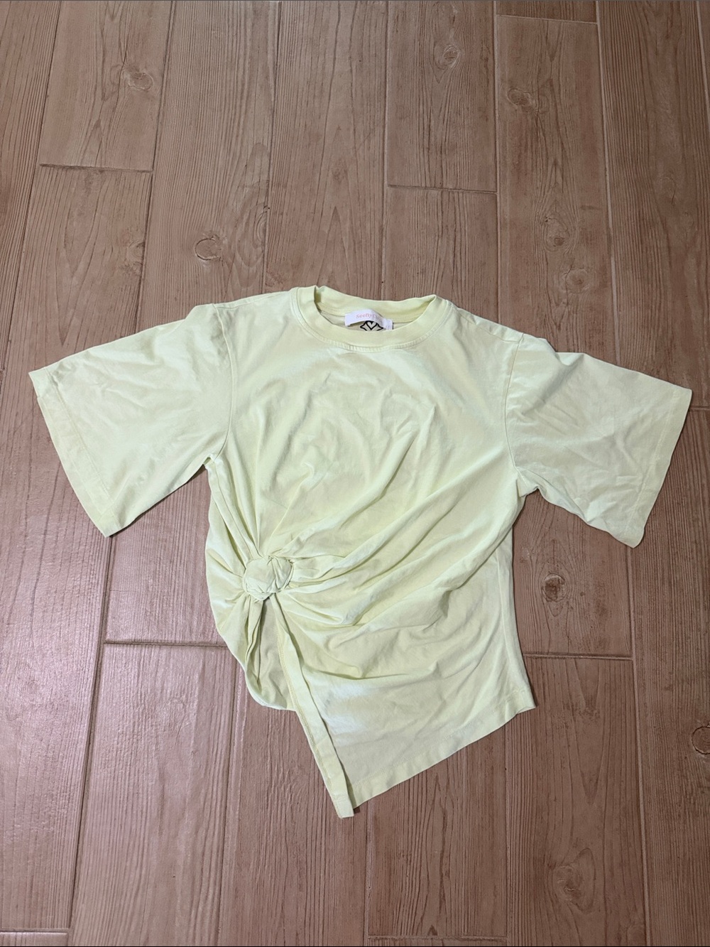 See by Chloe Asymmetric Knot Tee in Young Green